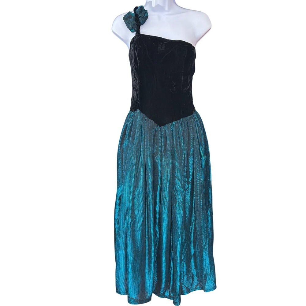 Vintage Handmade Princess Gown 80s Prom Lurex Metallic Dark Romance Whimsigoth